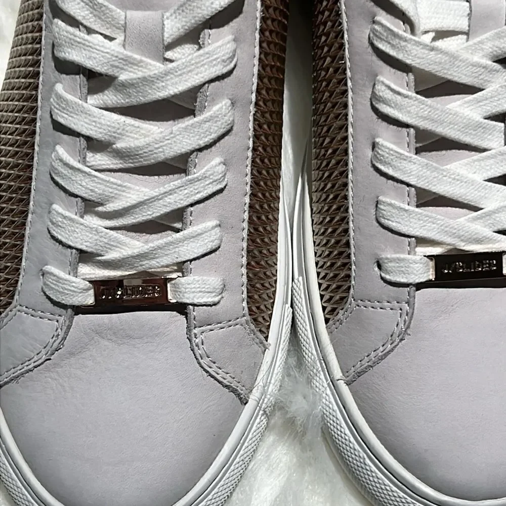 J/Slides Gold Hilton Leather‎ Platform Sneaker. Size 7.5.  B69